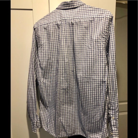 Gap blue gingham plaid long sleeve button shirt - Picture 4 of 5